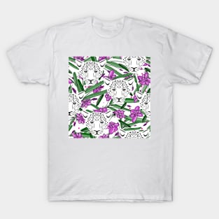 Beautiful Tropical Flowers And Jaguar Fashion T-Shirt